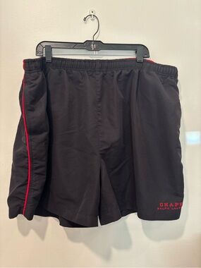 Chaps by Ralph Lauren Men’s Black Swim Shorts with Red Trim